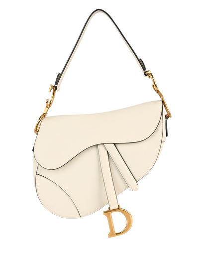 Medium Saddle Bag, &pound;1,800, Handbags, Cream, Leather, Front view